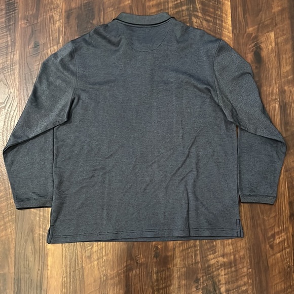 Haggar Mens Blue Cool 18 Pro Long Sleeve Polo Shirt - Picture 3 of 3